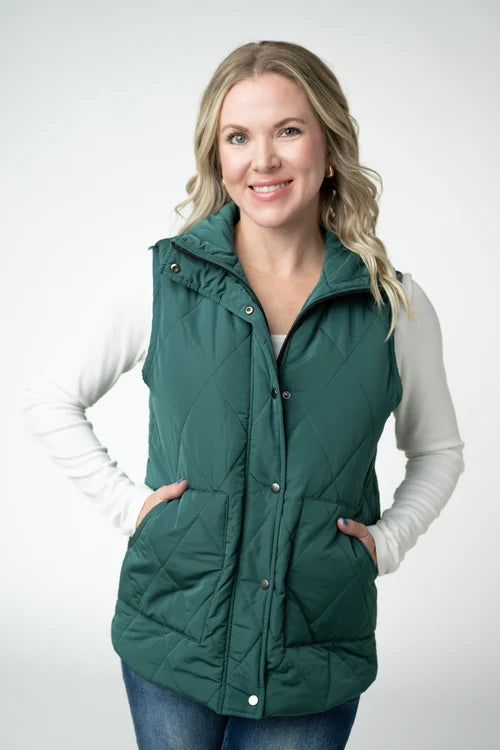PREORDER  Michelle Mae | Remy Zip Up Vest | Evergreen