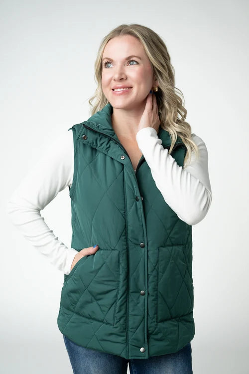 PREORDER  Michelle Mae | Remy Zip Up Vest | Evergreen