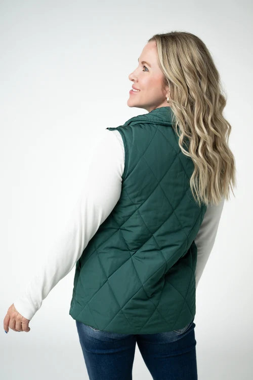 PREORDER  Michelle Mae | Remy Zip Up Vest | Evergreen