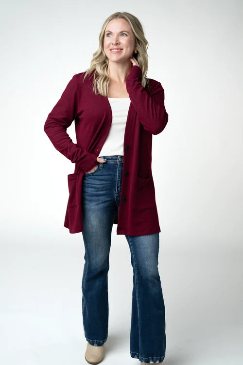 PREORDER  Michelle Mae | Cori Cardigan | Cranberry
