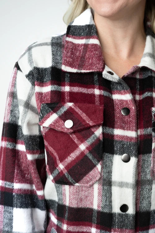 PREORDER  Michelle Mae | Norah Plaid Shacket | Merlot Plaid