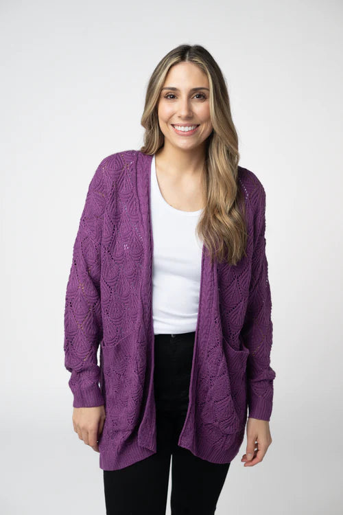 PREORDER MIchelle Mae | Open Knit Cardigan | Purple