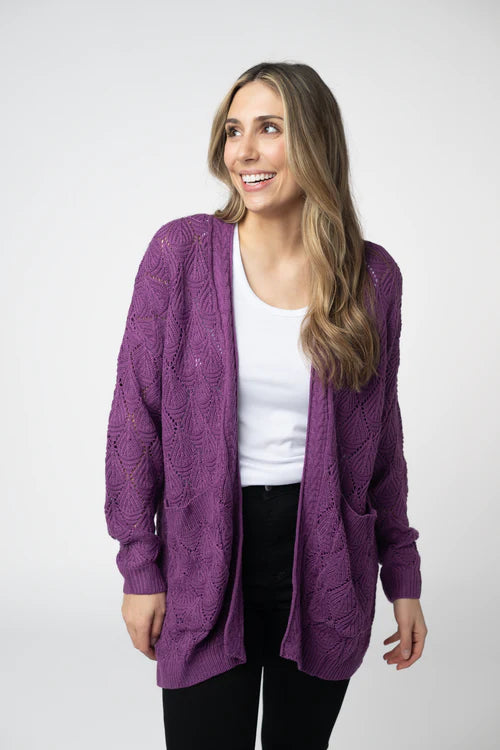 PREORDER MIchelle Mae | Open Knit Cardigan | Purple