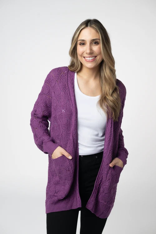 PREORDER MIchelle Mae | Open Knit Cardigan | Purple