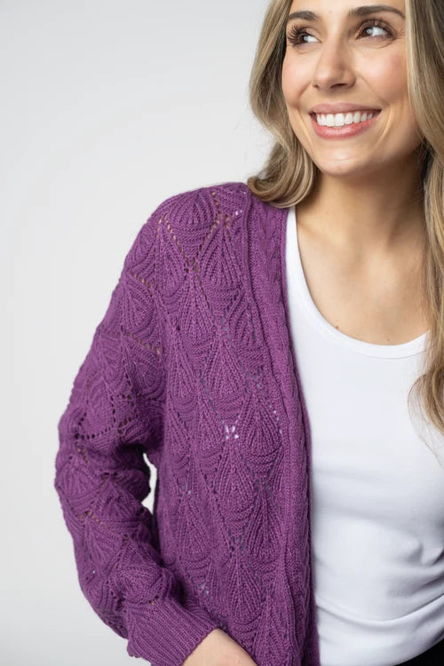 PREORDER MIchelle Mae | Open Knit Cardigan | Purple