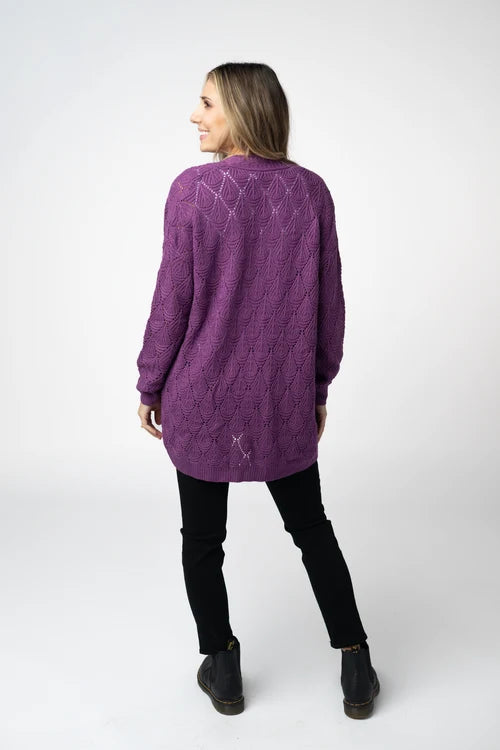 PREORDER MIchelle Mae | Open Knit Cardigan | Purple
