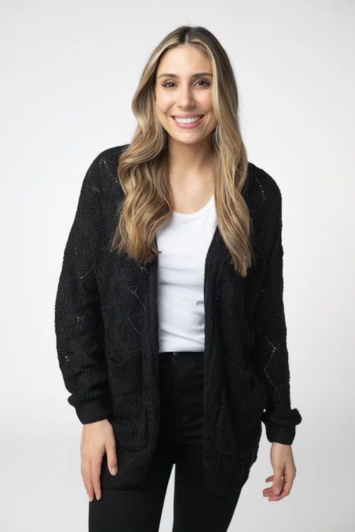PREORDER MIchelle Mae | Open Knit Cardigan | Black