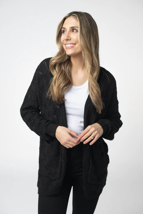 PREORDER MIchelle Mae | Open Knit Cardigan | Black