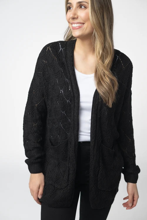 PREORDER MIchelle Mae | Open Knit Cardigan | Black