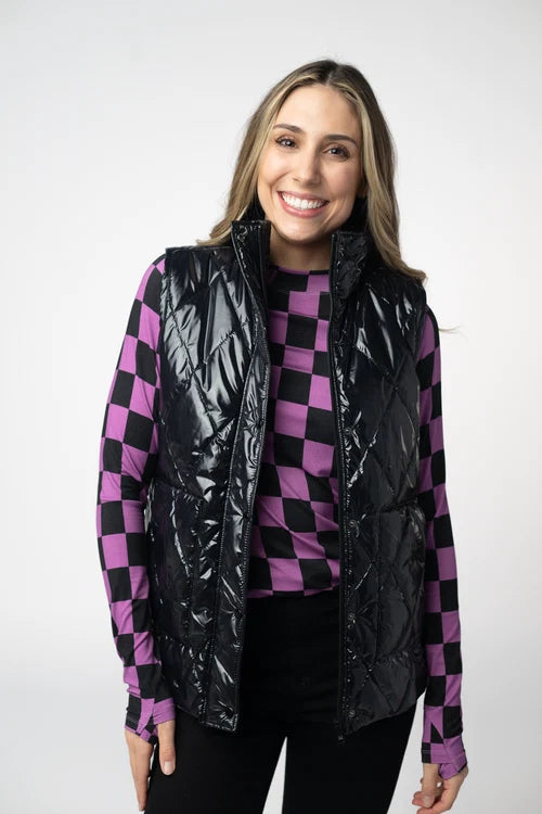 PREORDER  Michelle Mae | Remy Zip Up Vest | Shiny Black