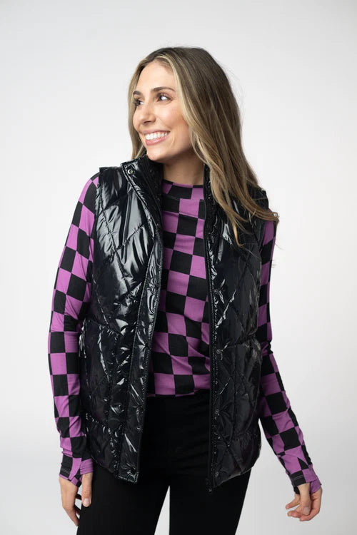 PREORDER  Michelle Mae | Remy Zip Up Vest | Shiny Black