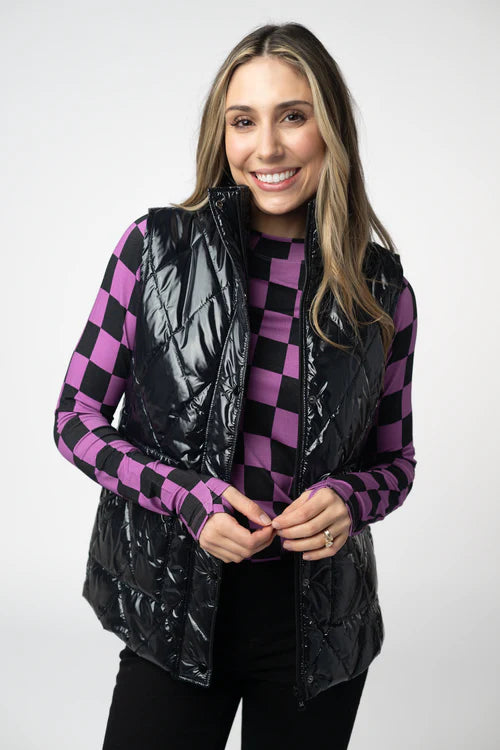 PREORDER  Michelle Mae | Remy Zip Up Vest | Shiny Black