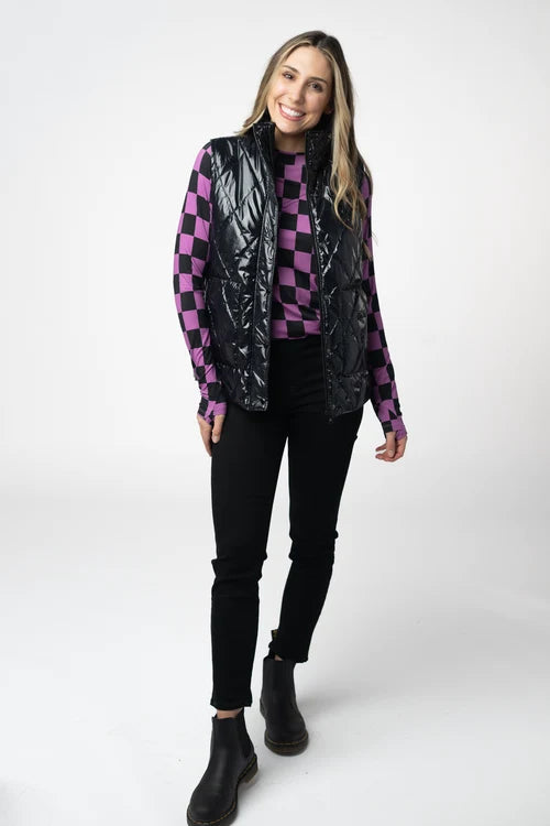 PREORDER  Michelle Mae | Remy Zip Up Vest | Shiny Black