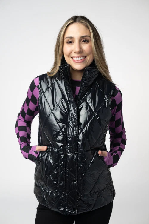 PREORDER  Michelle Mae | Remy Zip Up Vest | Shiny Black