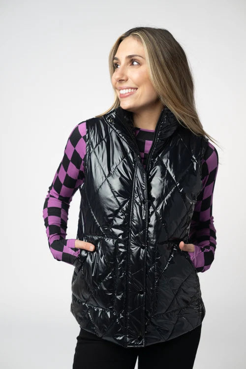 PREORDER  Michelle Mae | Remy Zip Up Vest | Shiny Black