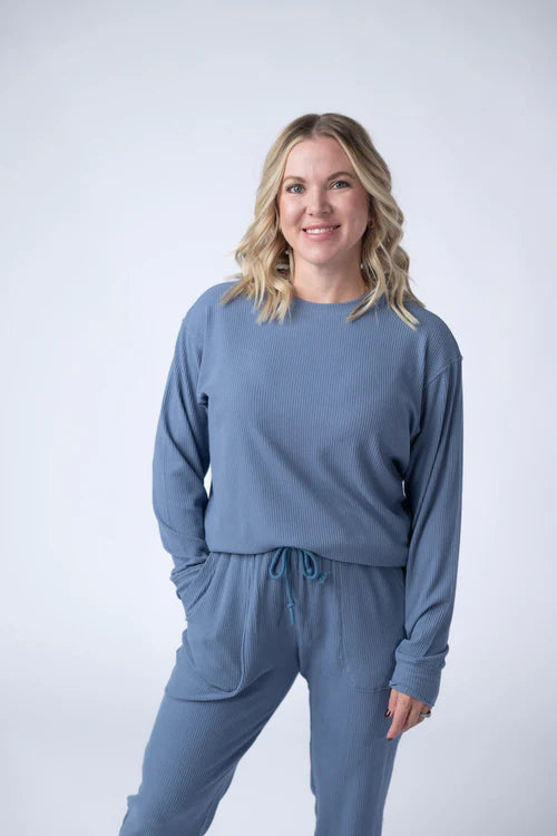 Michelle Mae | Corrine Ribbed Pullover | Denim