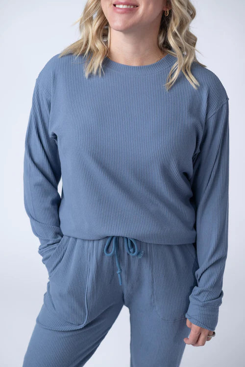 Michelle Mae | Corrine Ribbed Pullover | Denim