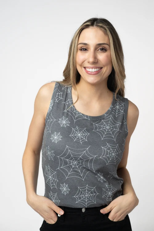 PREORDER  Michelle Mae | Ava Tank | Faded Black Webs - ETA END AUG