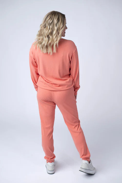 PREORDER  Michelle Mae | Corrine Ribbed Pullover | Coral