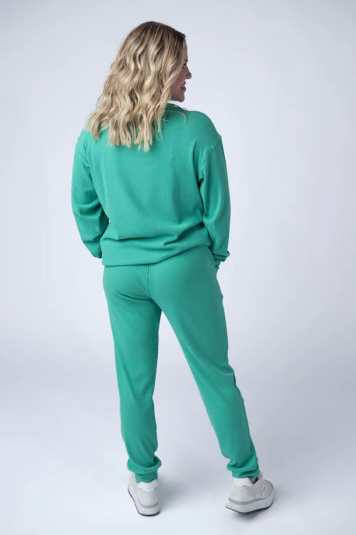 PREORDER  Michelle Mae | Corrine Ribbed Pullover | Emerald
