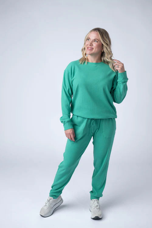 PREORDER  Michelle Mae | Corrine Ribbed Pullover | Emerald