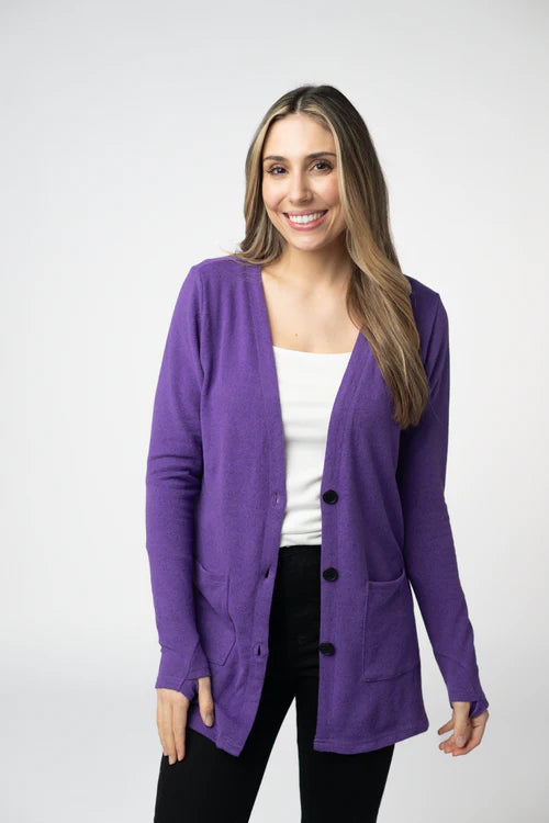 PREORDER  Michelle Mae | Cori Cardigan | Heathered Purple - ETA END AUG