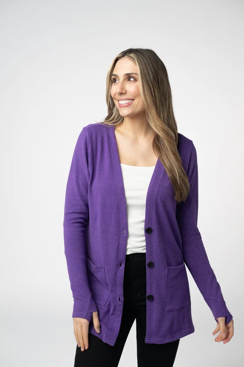 PREORDER  Michelle Mae | Cori Cardigan | Heathered Purple - ETA END AUG