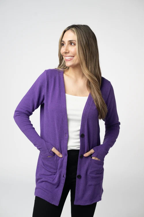 PREORDER  Michelle Mae | Cori Cardigan | Heathered Purple - ETA END AUG