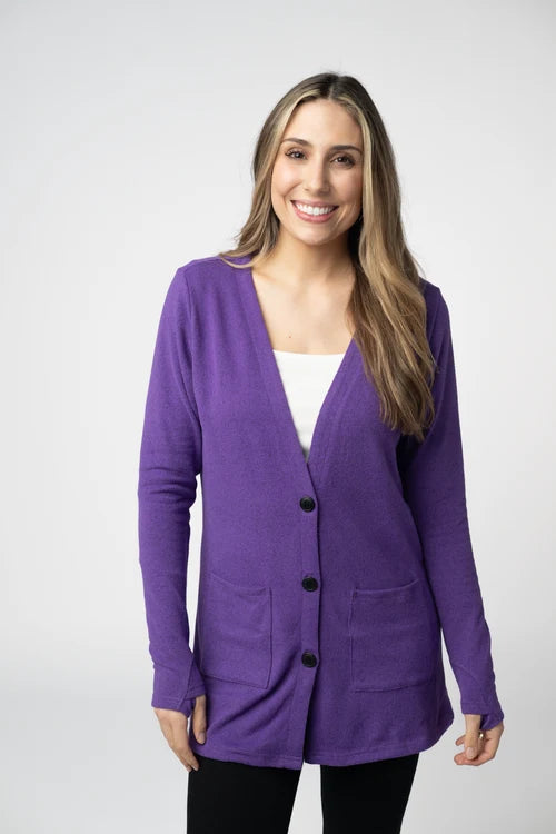 PREORDER  Michelle Mae | Cori Cardigan | Heathered Purple - ETA END AUG