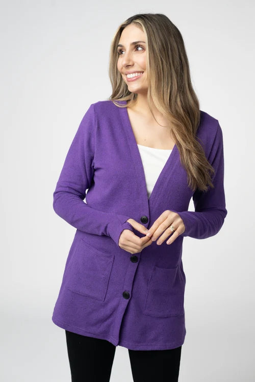 PREORDER  Michelle Mae | Cori Cardigan | Heathered Purple - ETA END AUG