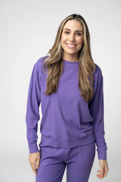 PREORDER  Michelle Mae | Corrine Ribbed Pullover | Purple - ETA END AUG