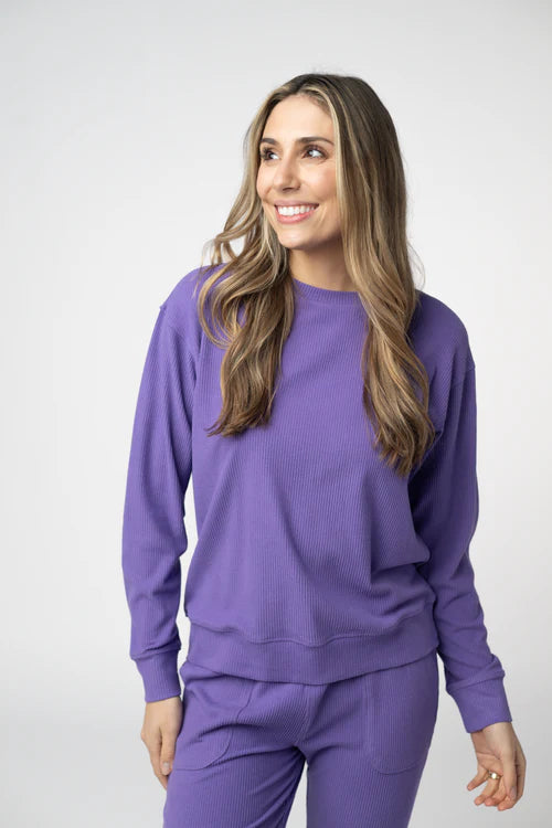 PREORDER  Michelle Mae | Corrine Ribbed Pullover | Purple - ETA END AUG