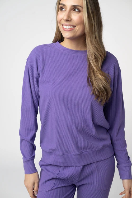 PREORDER  Michelle Mae | Corrine Ribbed Pullover | Purple - ETA END AUG