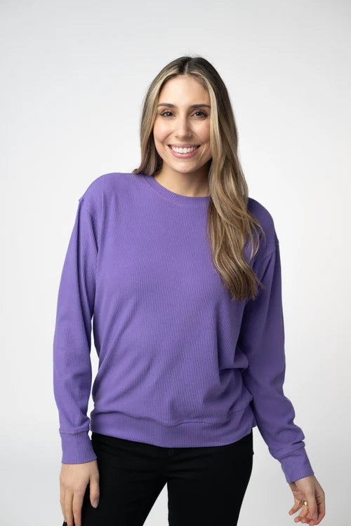 PREORDER  Michelle Mae | Corrine Ribbed Pullover | Purple - ETA END AUG