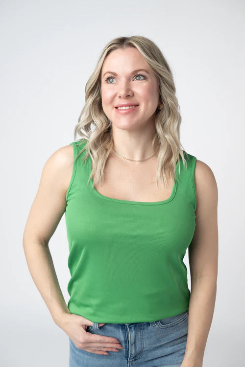 PREORDER  Michelle Mae | Rachel Ribbed Tank | Kelly Green
