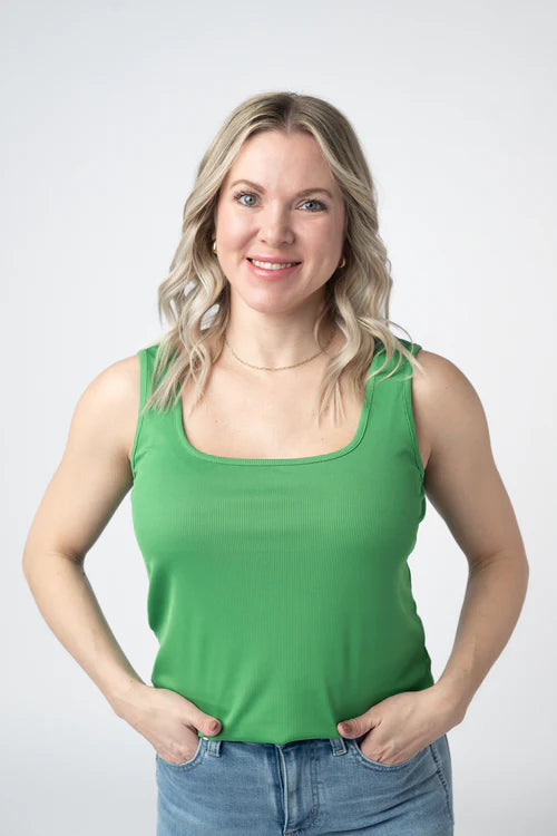 PREORDER  Michelle Mae | Rachel Ribbed Tank | Kelly Green