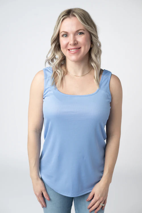 PREORDER  Michelle Mae | Rachel Ribbed Tank | Sky Blue