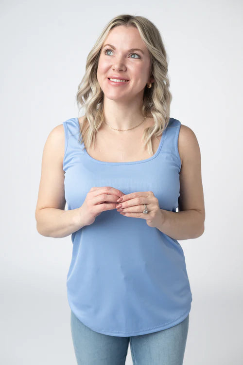PREORDER  Michelle Mae | Rachel Ribbed Tank | Sky Blue