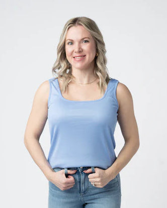 PREORDER  Michelle Mae | Rachel Ribbed Tank | Sky Blue