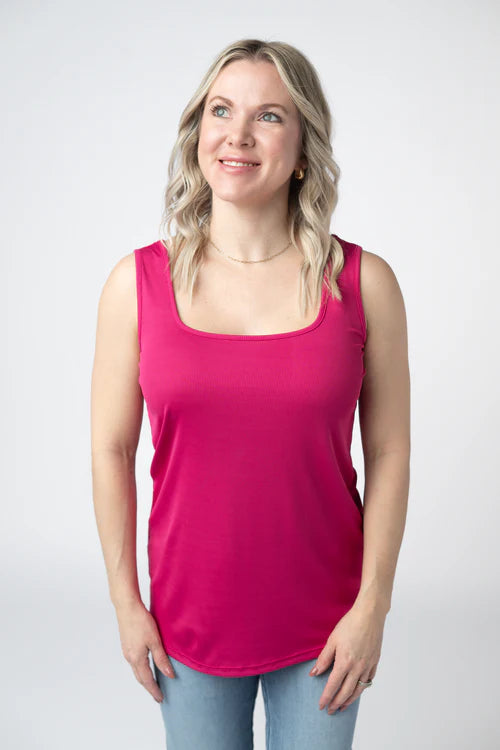 Michelle Mae | Rachel Ribbed Tank | Hot Pink