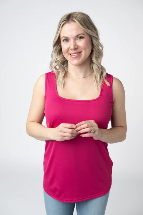 Michelle Mae | Rachel Ribbed Tank | Hot Pink