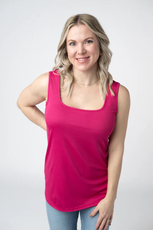 Michelle Mae | Rachel Ribbed Tank | Hot Pink