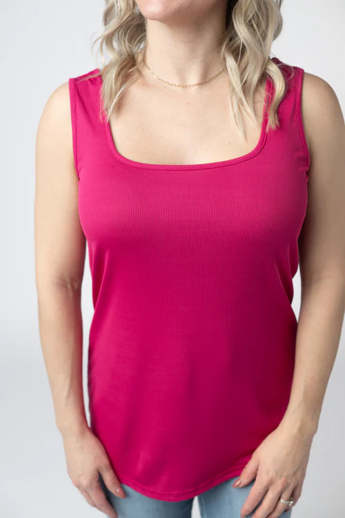 Michelle Mae | Rachel Ribbed Tank | Hot Pink