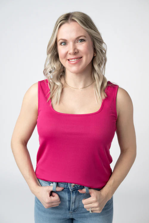 Michelle Mae | Rachel Ribbed Tank | Hot Pink