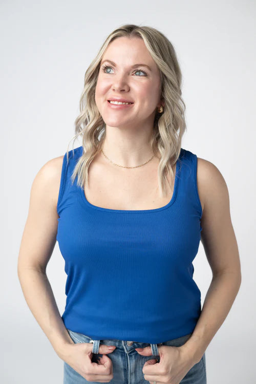 PREORDER  Michelle Mae | Rachel Ribbed Tank | Royal Blue