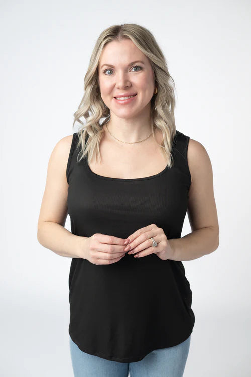 PREORDER  Michelle Mae | Rachel Ribbed Tank | Black