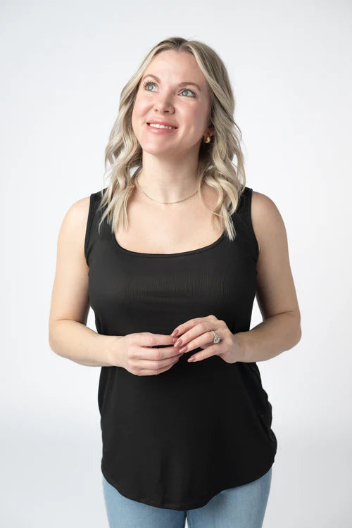 PREORDER  Michelle Mae | Rachel Ribbed Tank | Black
