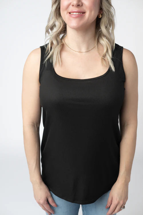 PREORDER  Michelle Mae | Rachel Ribbed Tank | Black