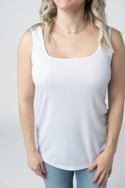 PREORDER  Michelle Mae | Rachel Ribbed Tank | White