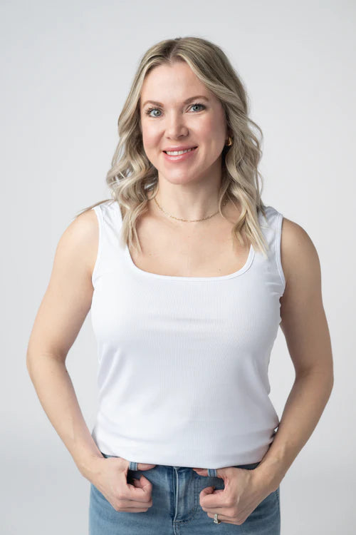 PREORDER  Michelle Mae | Rachel Ribbed Tank | White